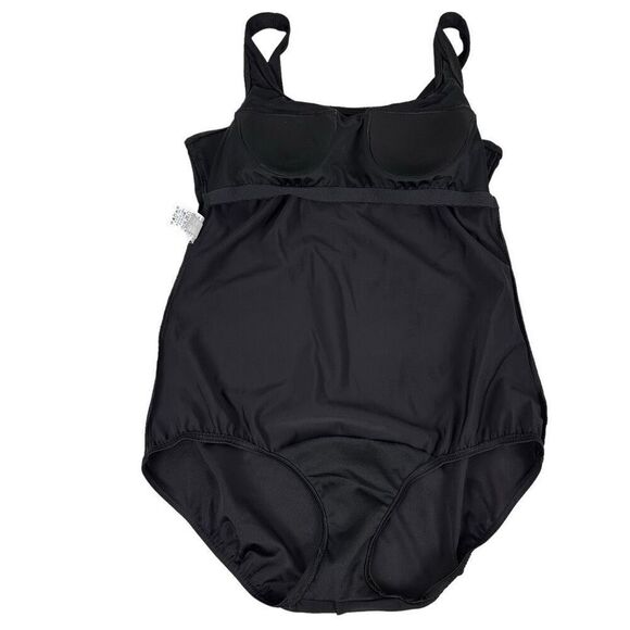 Lands End 12L One-Piece Black Tank Swimsuit - Picture 5 of 7